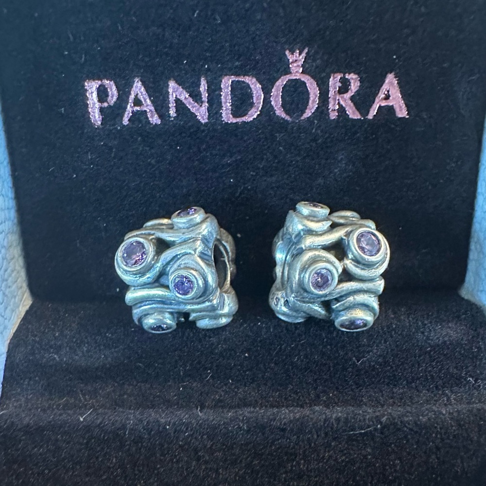 Pandora Silver and Purple Charms (set of 2)